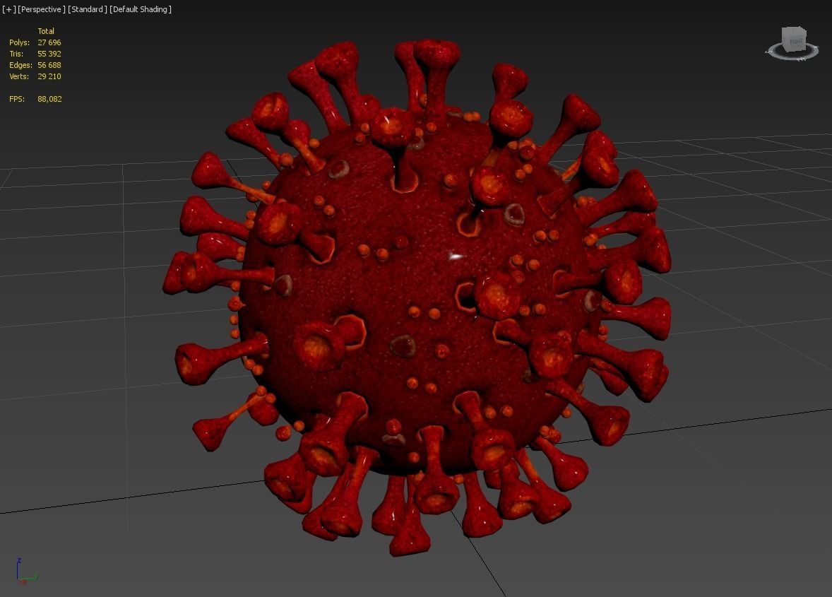 3D Coronavirus SARS-CoV-2 - Red Low-poly 3D model_14