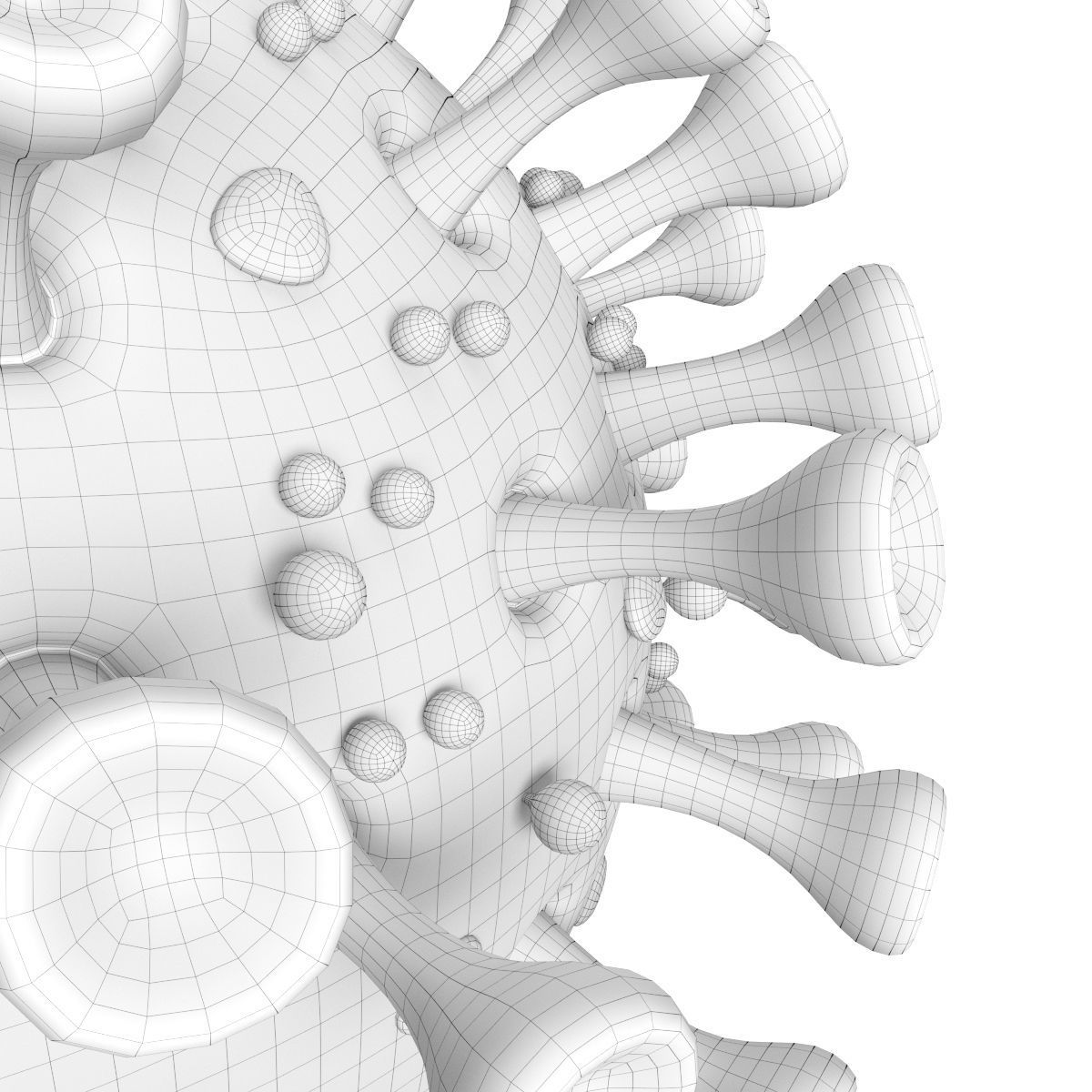 3D Coronavirus SARS-CoV-2 - Red Low-poly 3D model_11