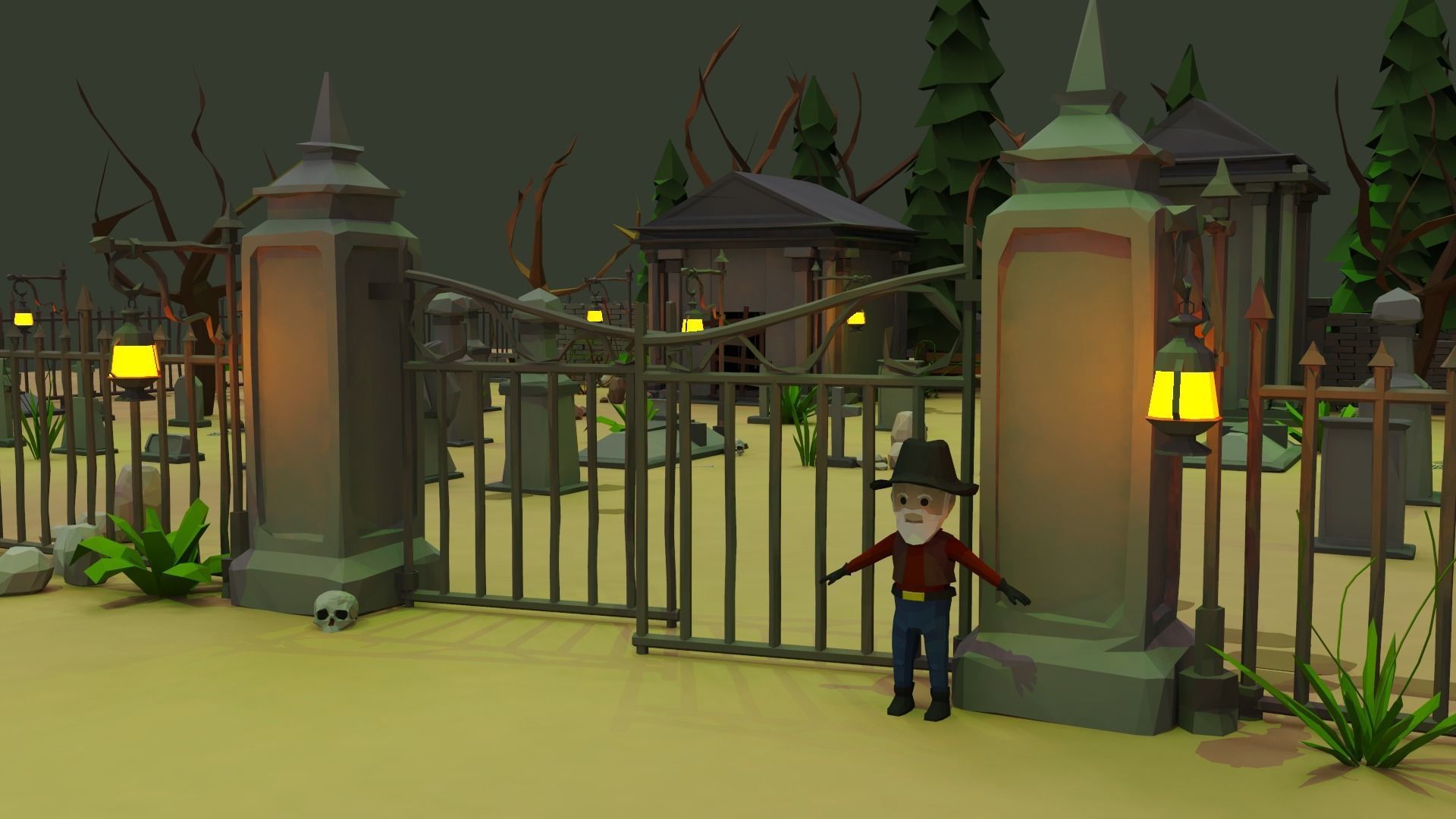 Haunted Graveyard Pack - 54 Assets Low-poly 3D model_7