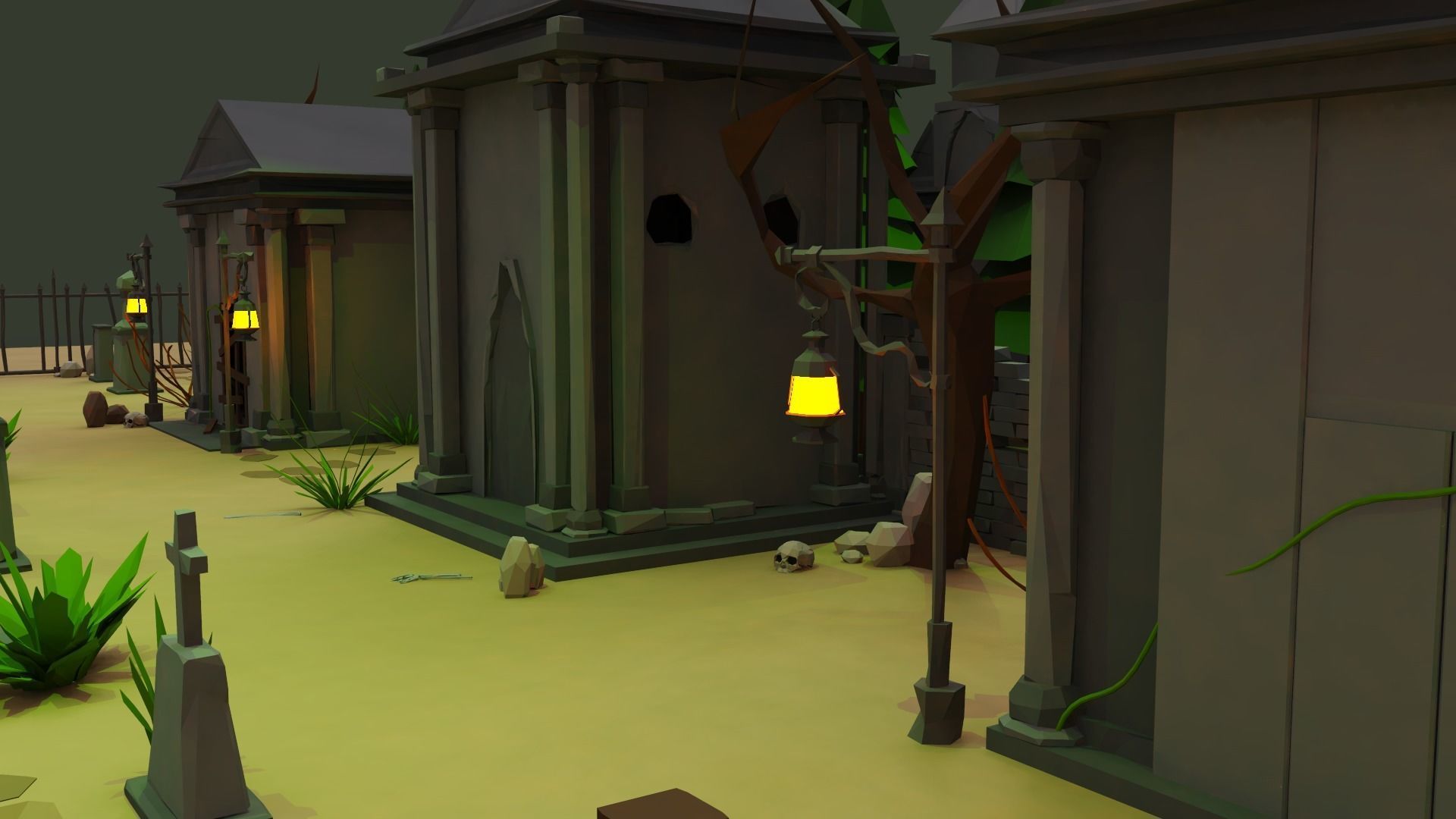 Haunted Graveyard Pack - 54 Assets Low-poly 3D model_5