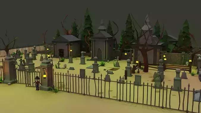 Haunted Graveyard Pack - 54 Assets Low-poly 3D model