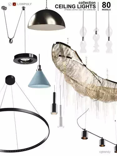 Ceiling Lights Pack - 80 models Low-poly 3D model