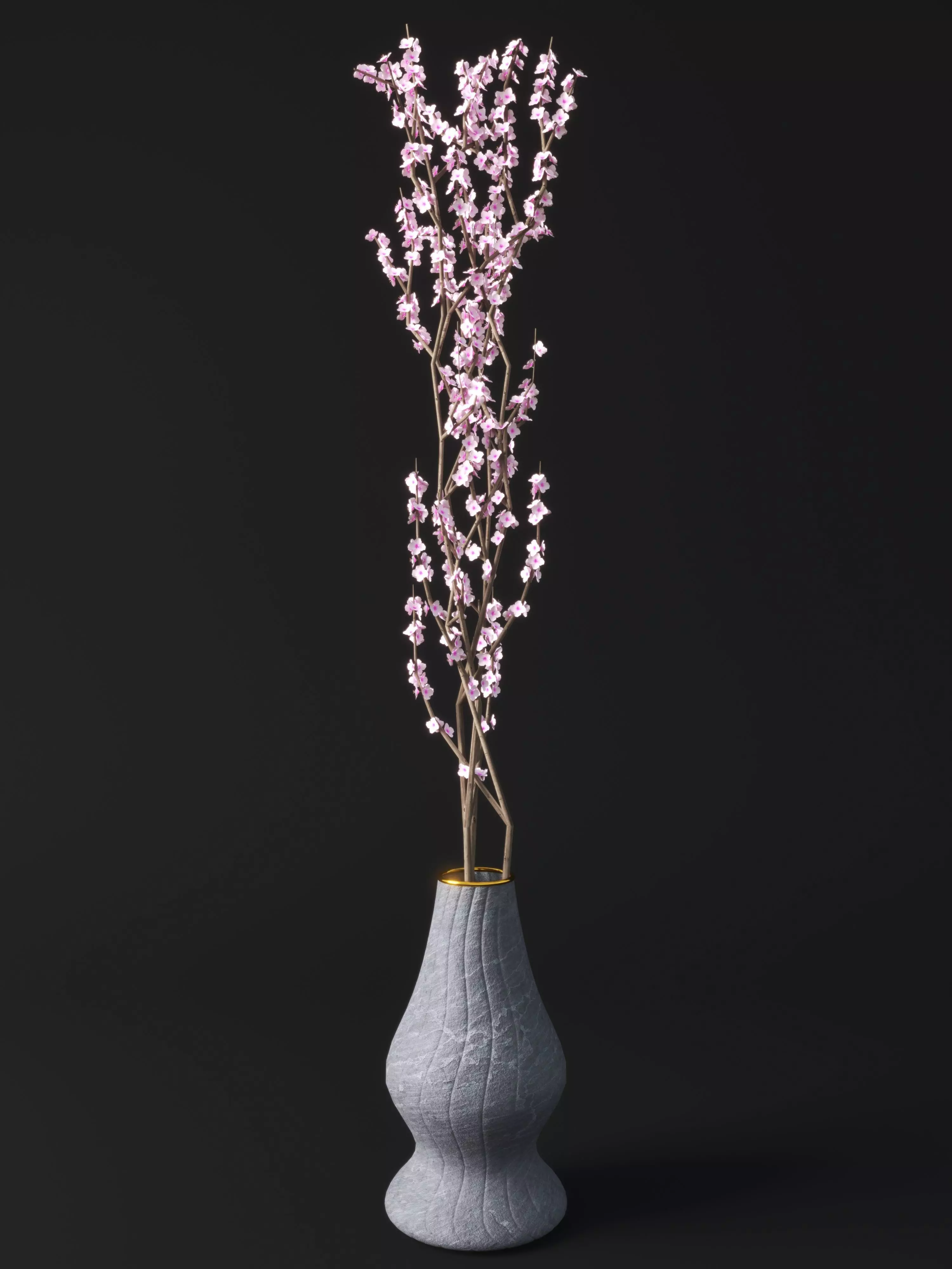 Pink Blossom Vase 3D model_0