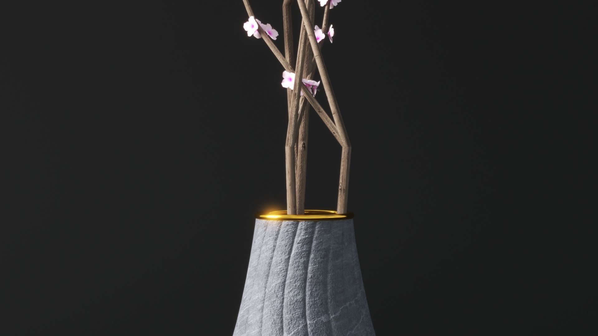 Pink Blossom Vase 3D model_1