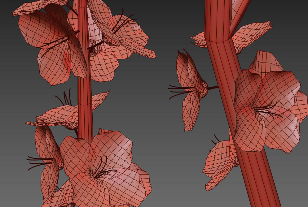 Pink Blossom Vase 3D model_7