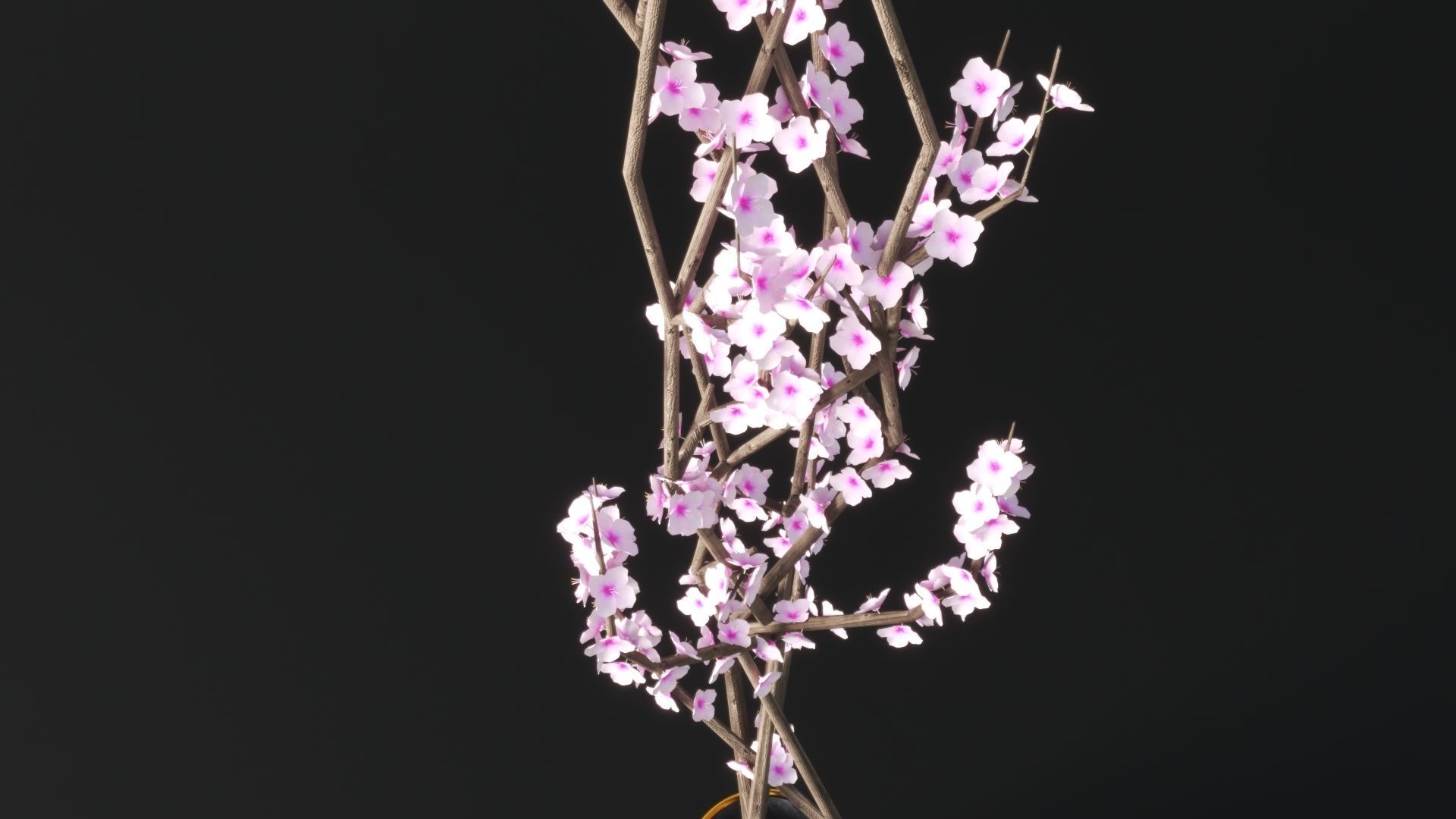 Pink Blossom Vase 3D model_2