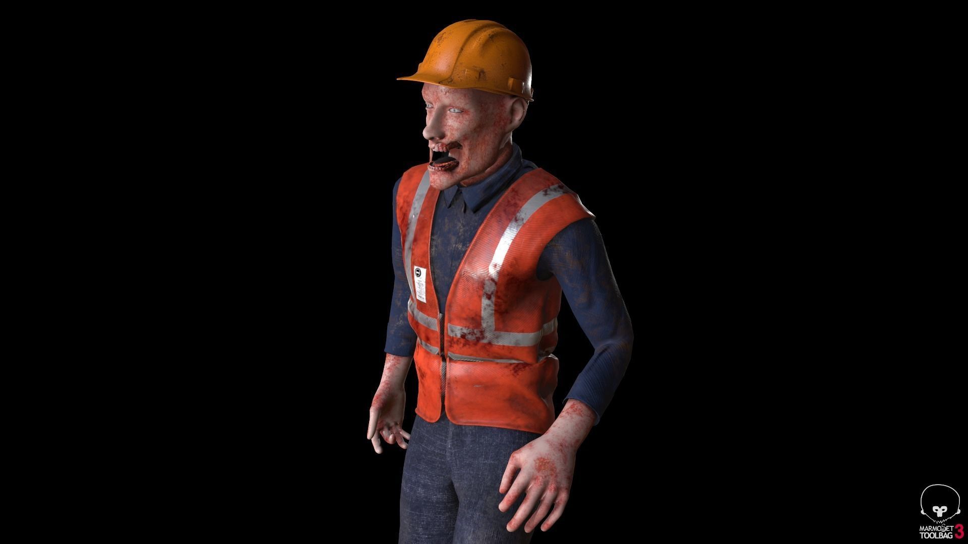 Zombie Worker Low-poly 3D model_2
