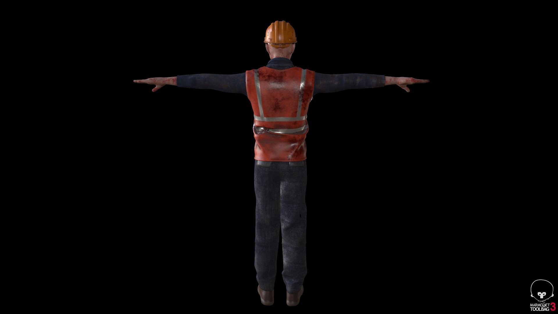 Zombie Worker Low-poly 3D model_11