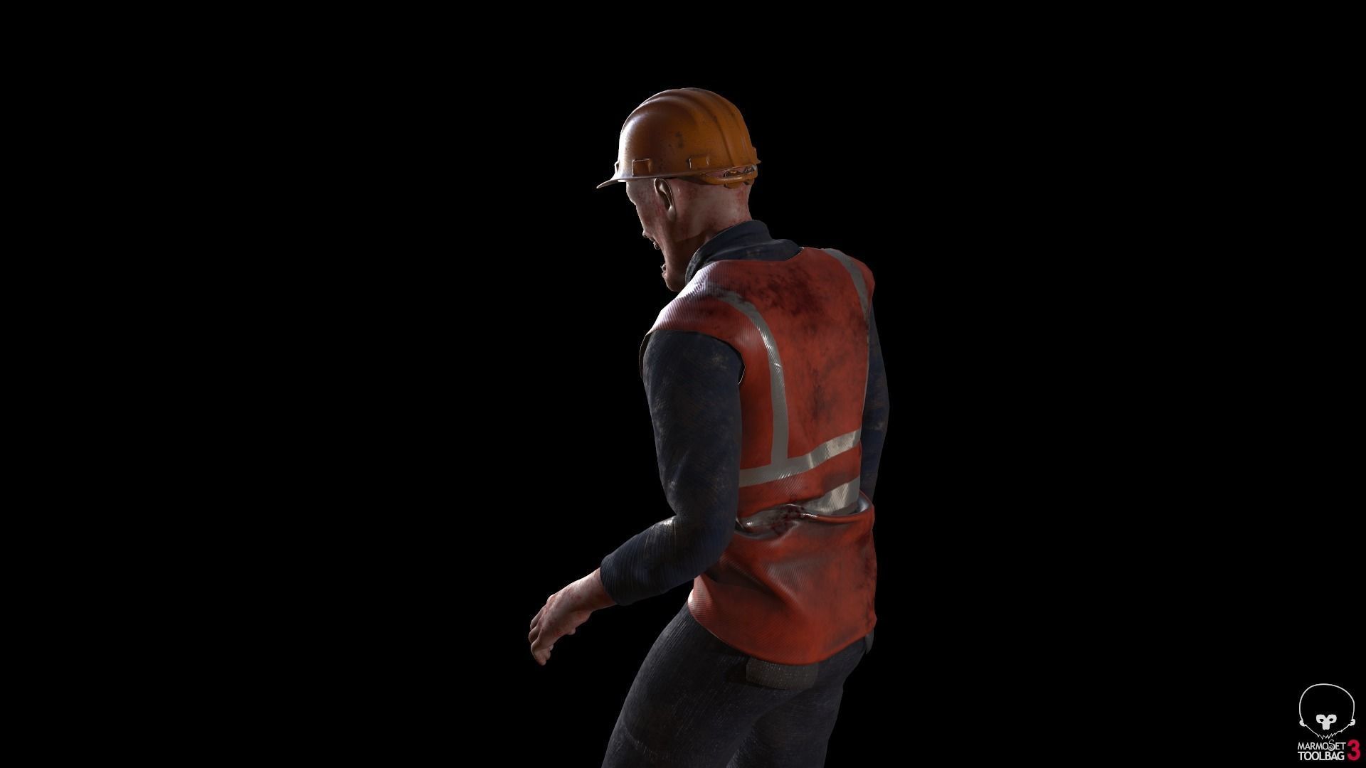 Zombie Worker Low-poly 3D model_4