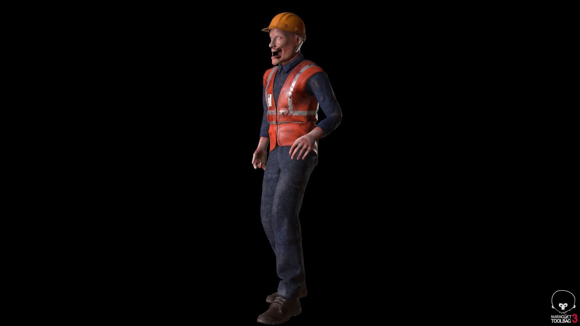 Zombie Worker Low-poly 3D model_9