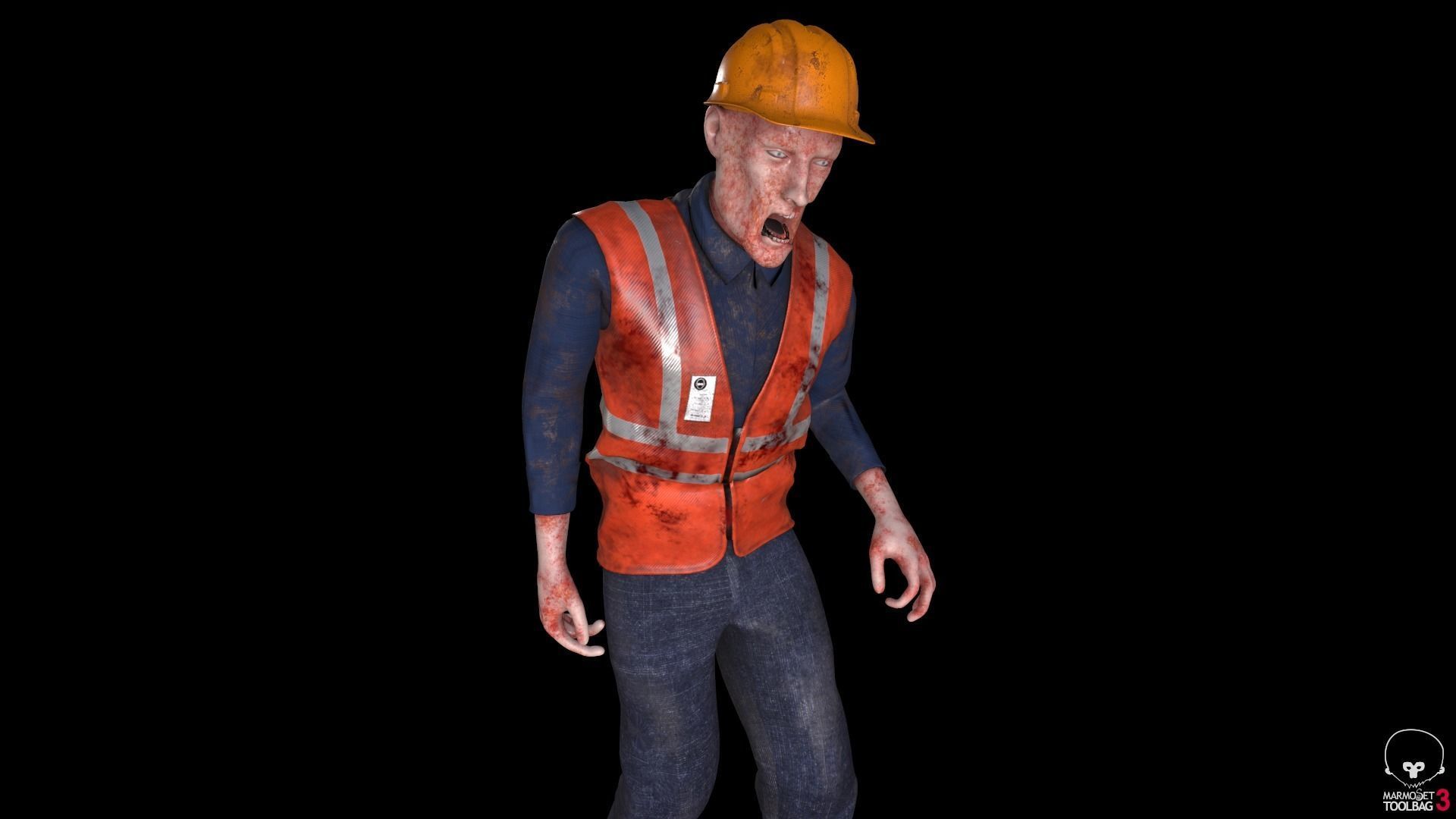 Zombie Worker Low-poly 3D model_8