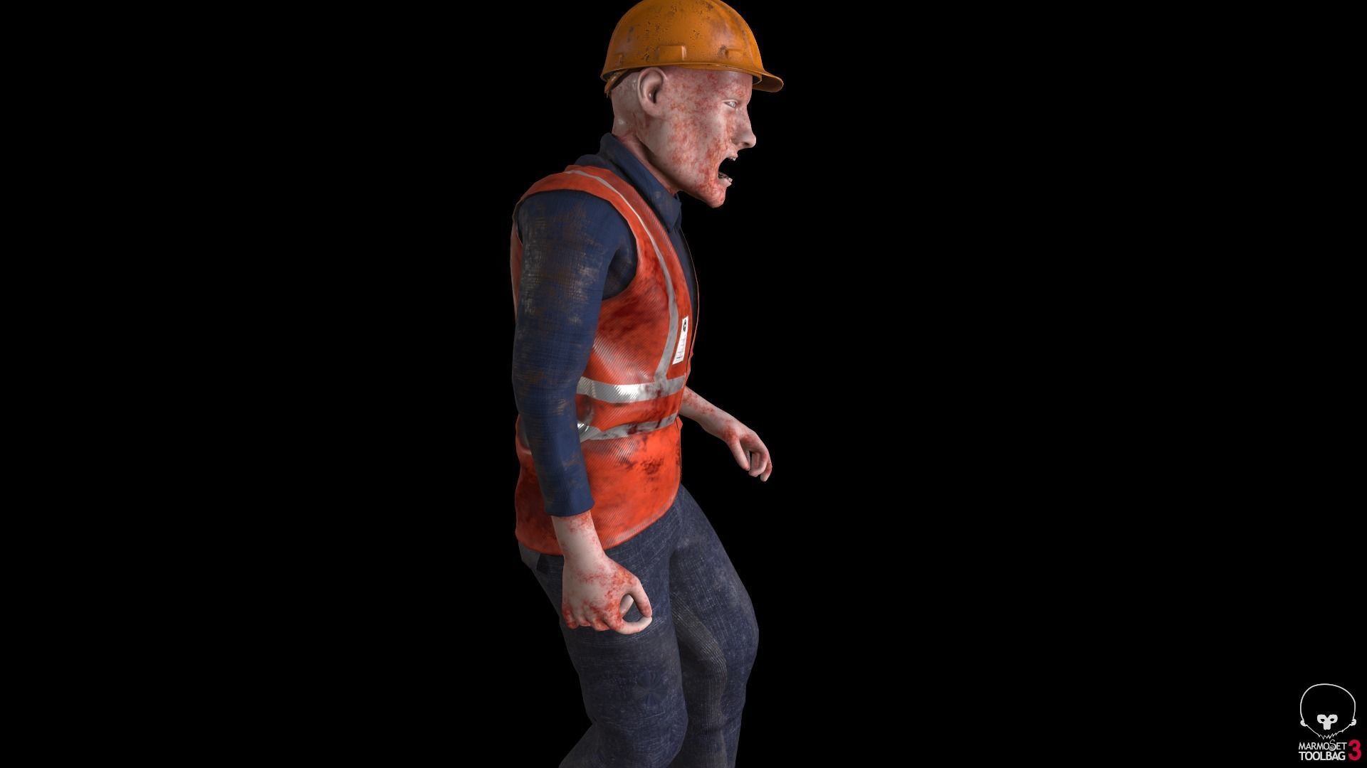 Zombie Worker Low-poly 3D model_7