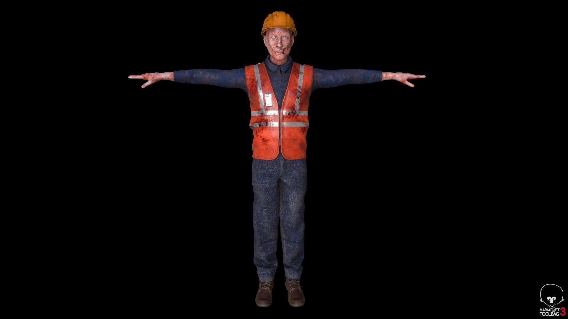 Zombie Worker Low-poly 3D model_13