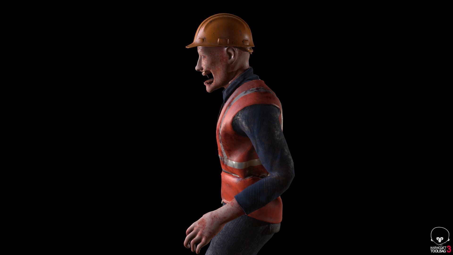 Zombie Worker Low-poly 3D model_3