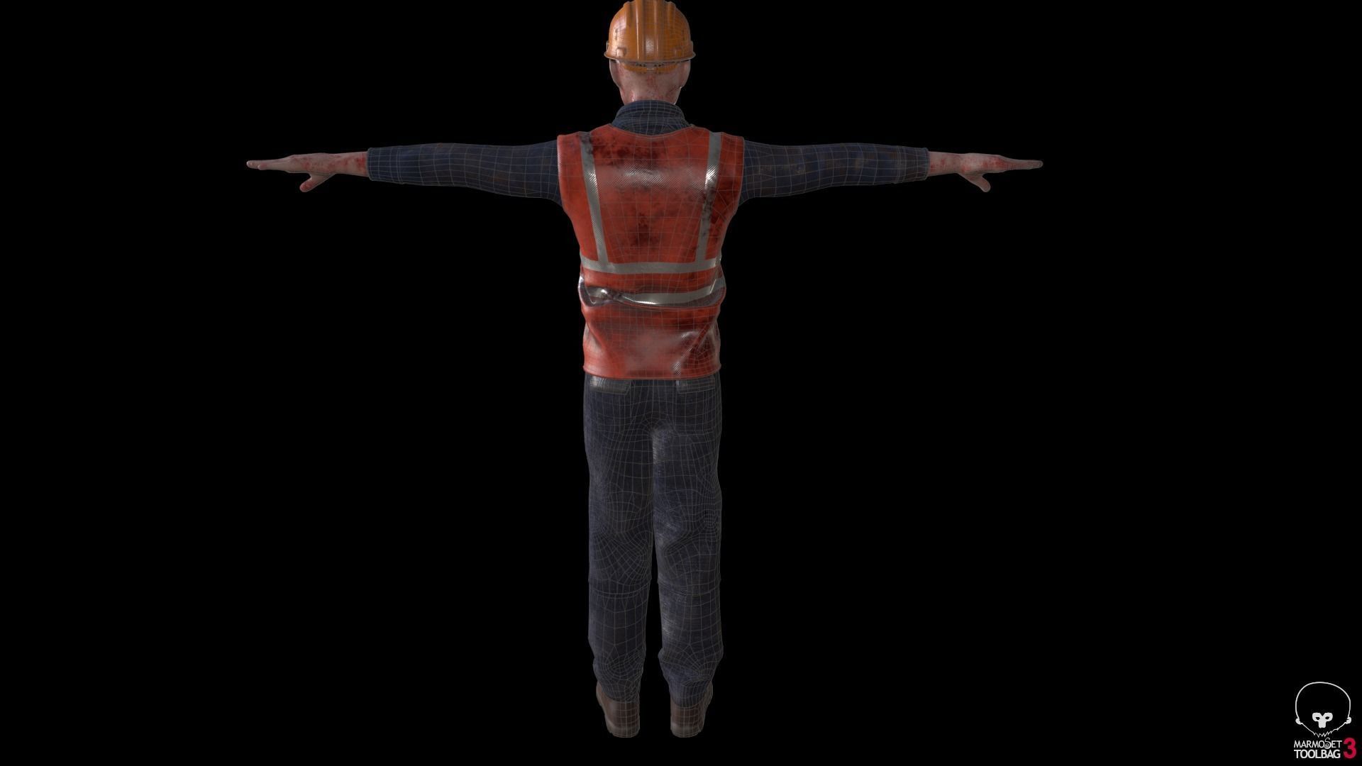 Zombie Worker Low-poly 3D model_12