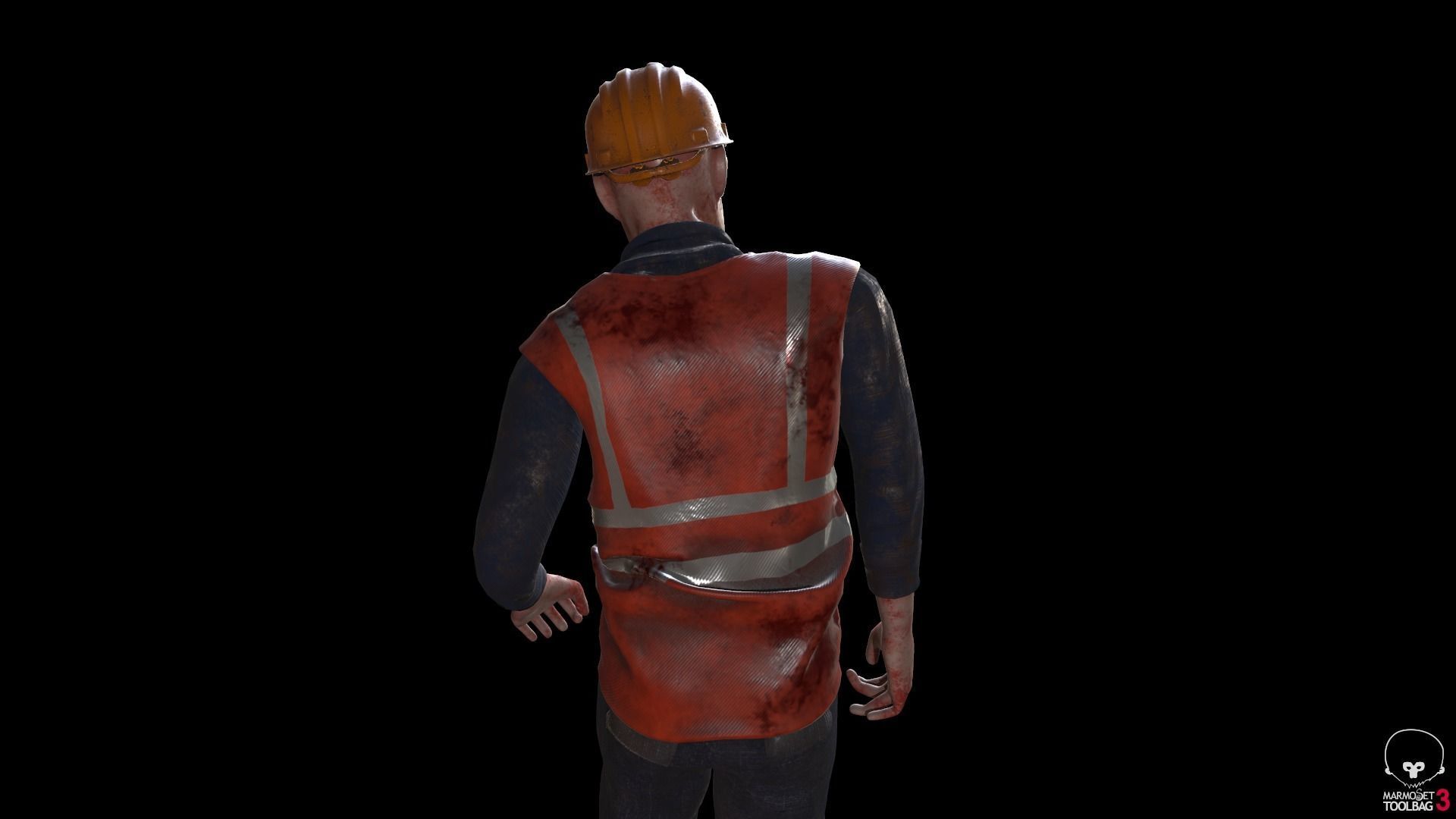 Zombie Worker Low-poly 3D model_5