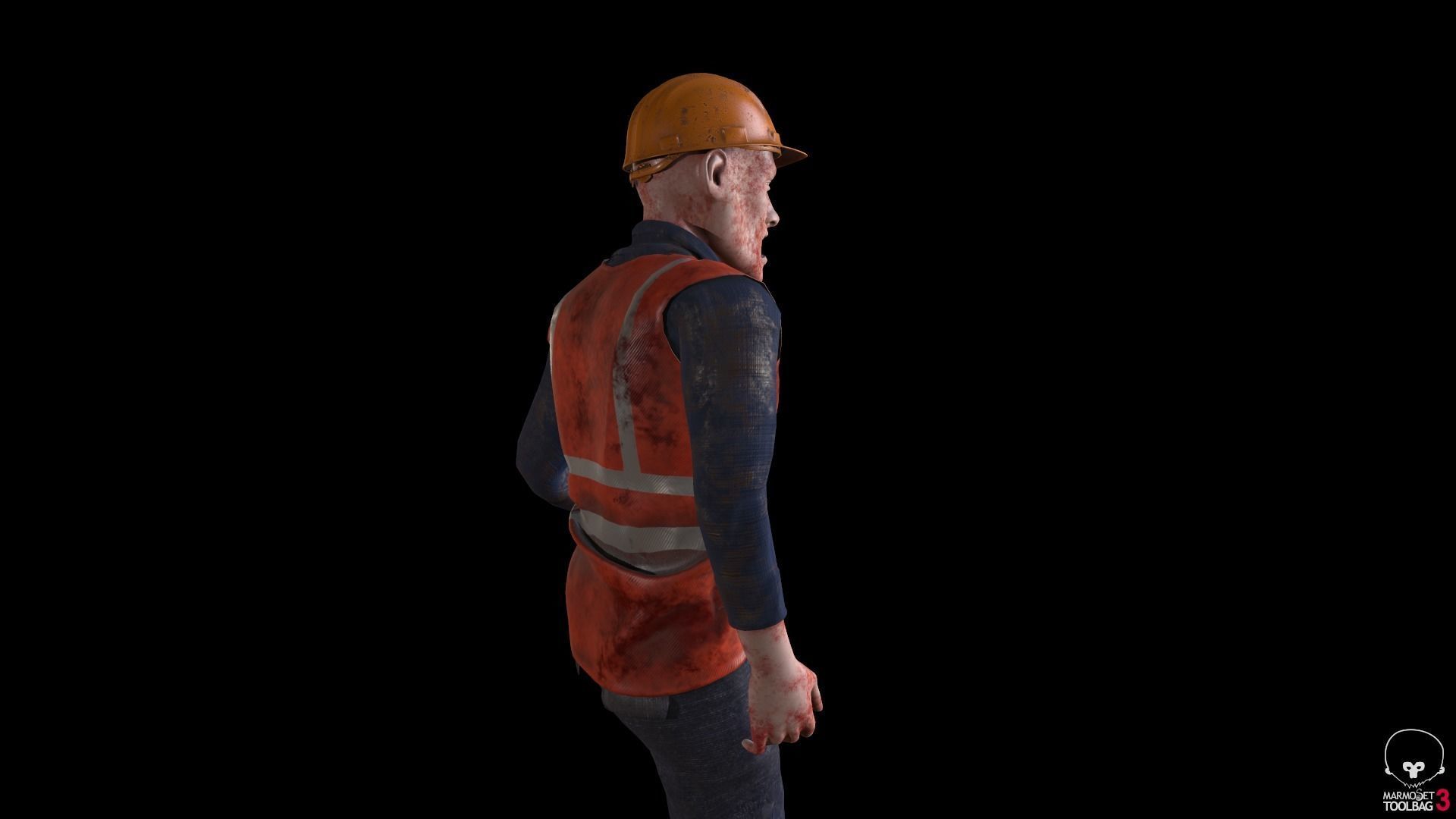 Zombie Worker Low-poly 3D model_6