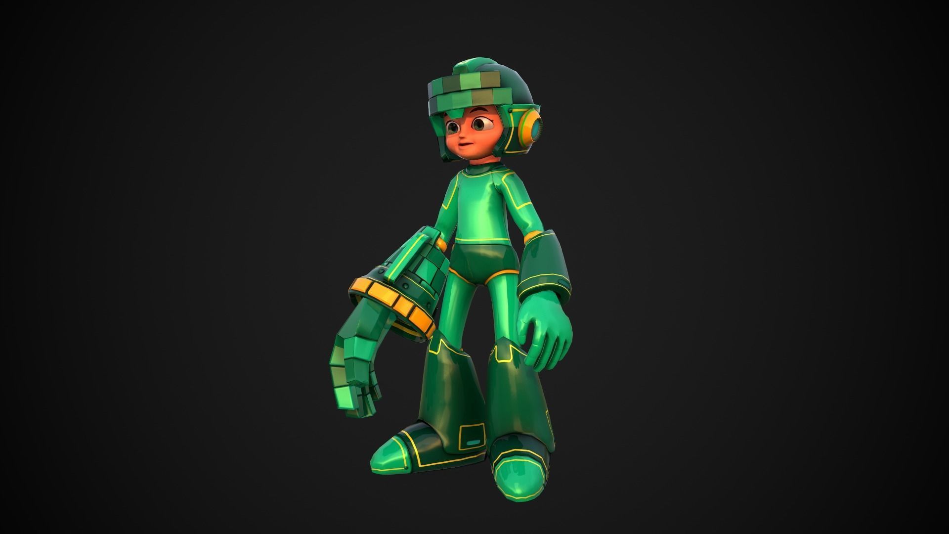 Mega Man VR 5k PBR Rigged Animation UnityPKG Low-poly 3D model_4
