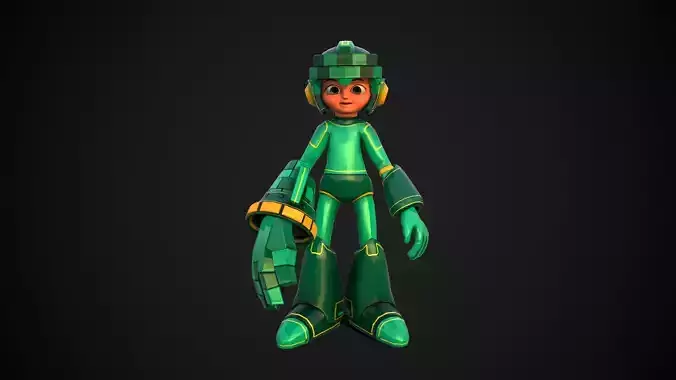 Mega Man VR 5k PBR Rigged Animation UnityPKG Low-poly 3D model