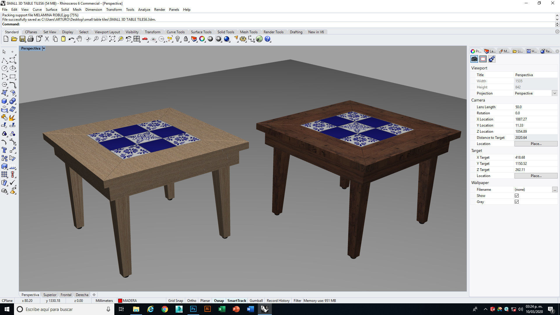 Small coffee table with Tiles 3D model_22