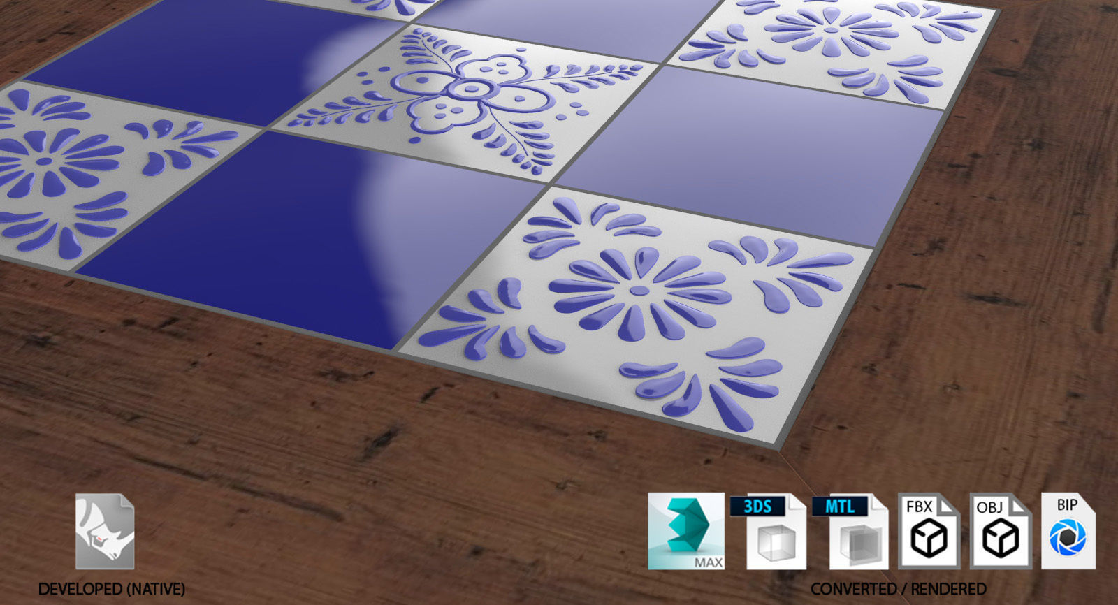 Small coffee table with Tiles 3D model_1