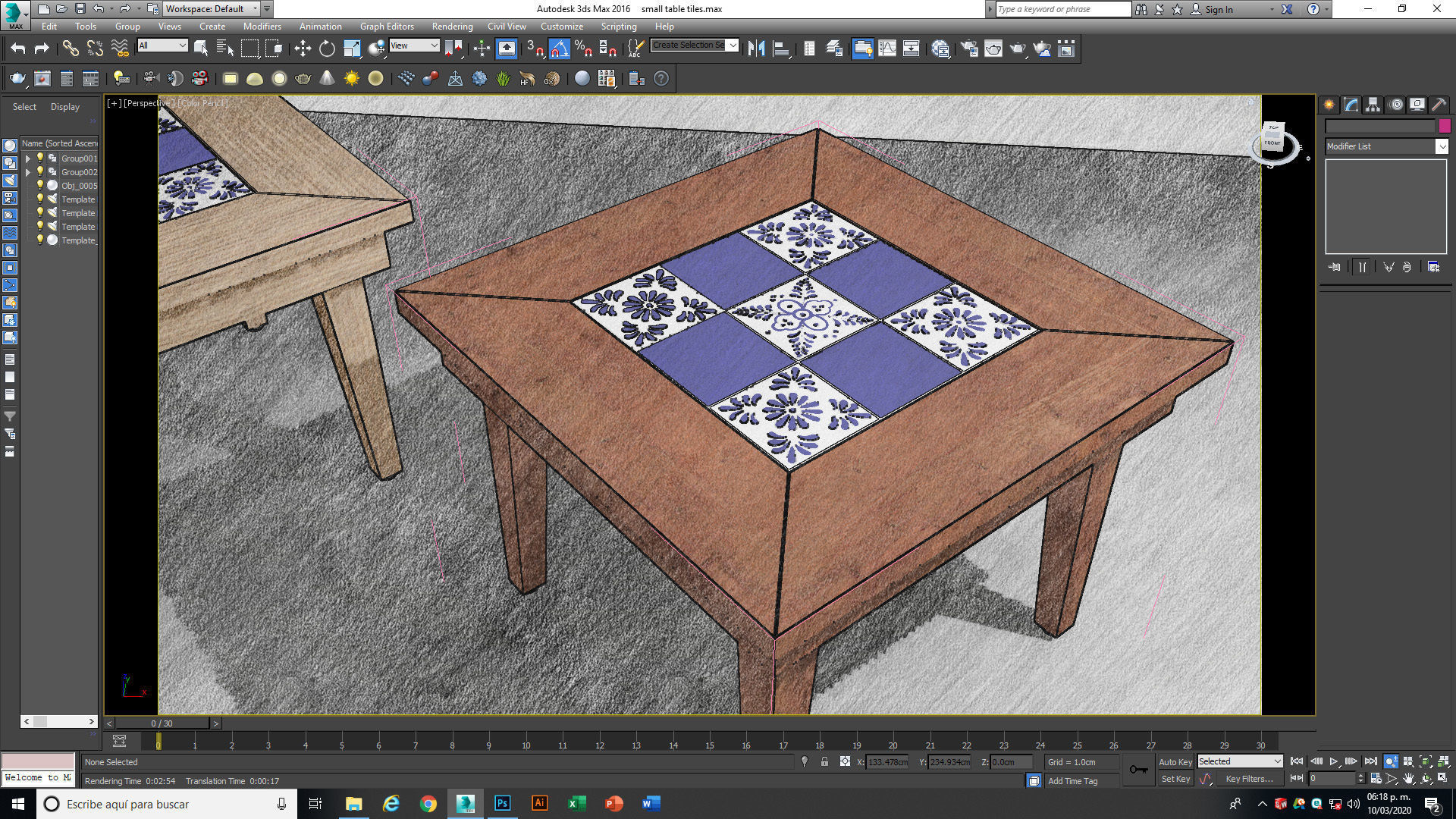 Small coffee table with Tiles 3D model_9