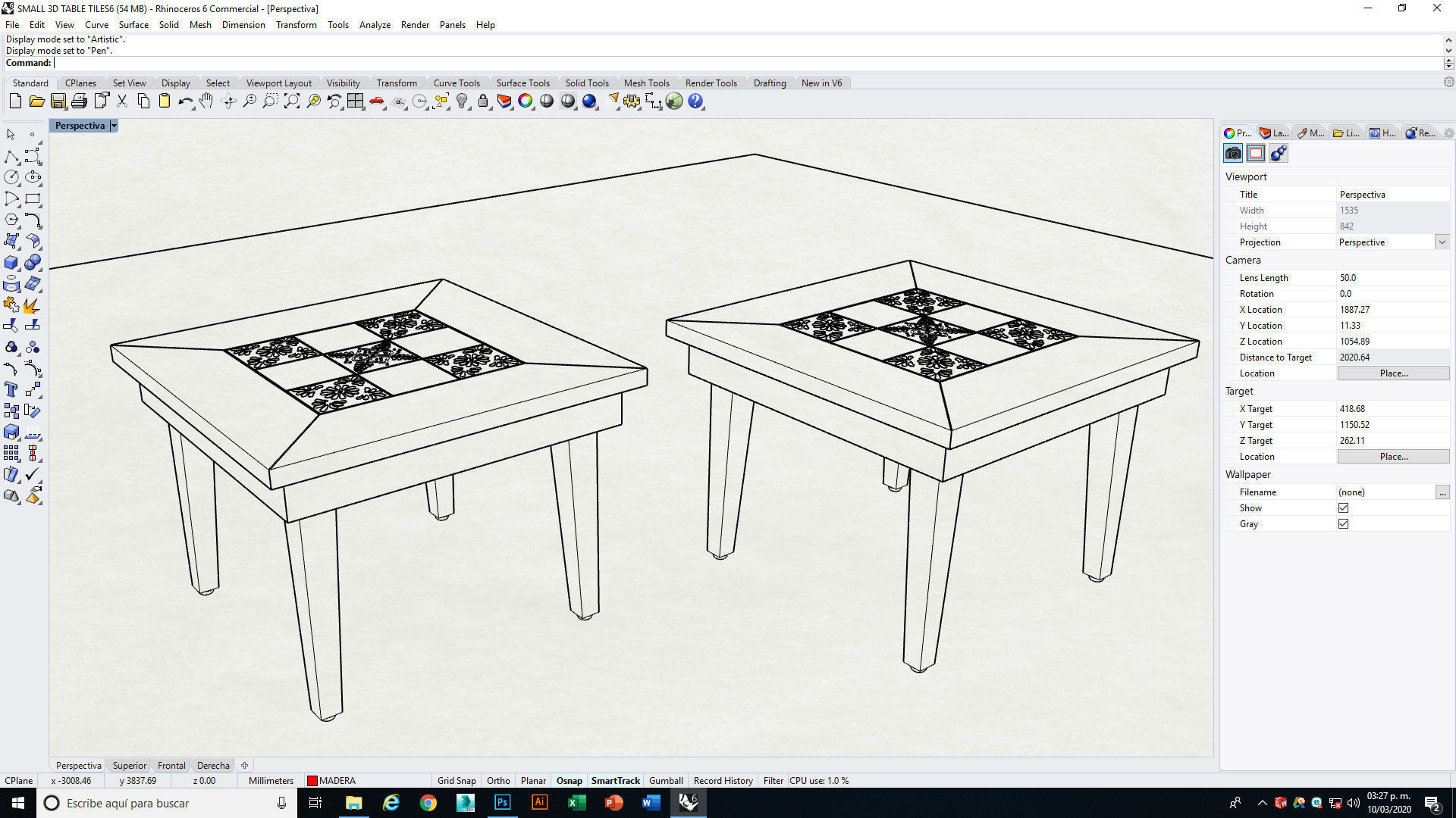 Small coffee table with Tiles 3D model_25