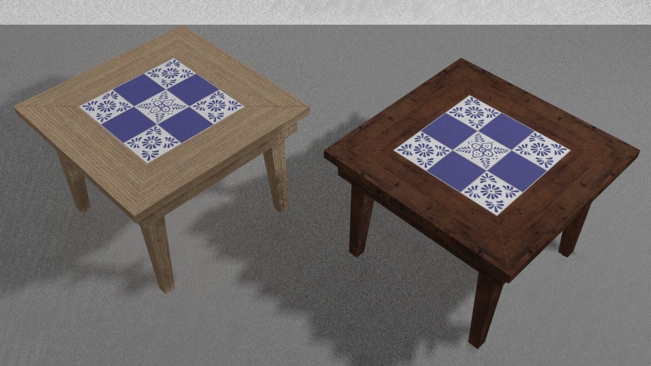 Small coffee table with Tiles 3D model_12