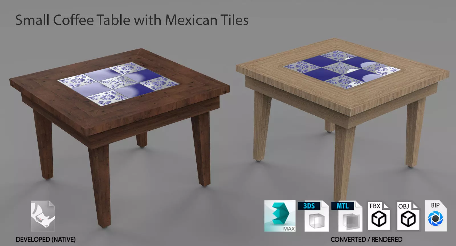 Small coffee table with Tiles 3D model_0