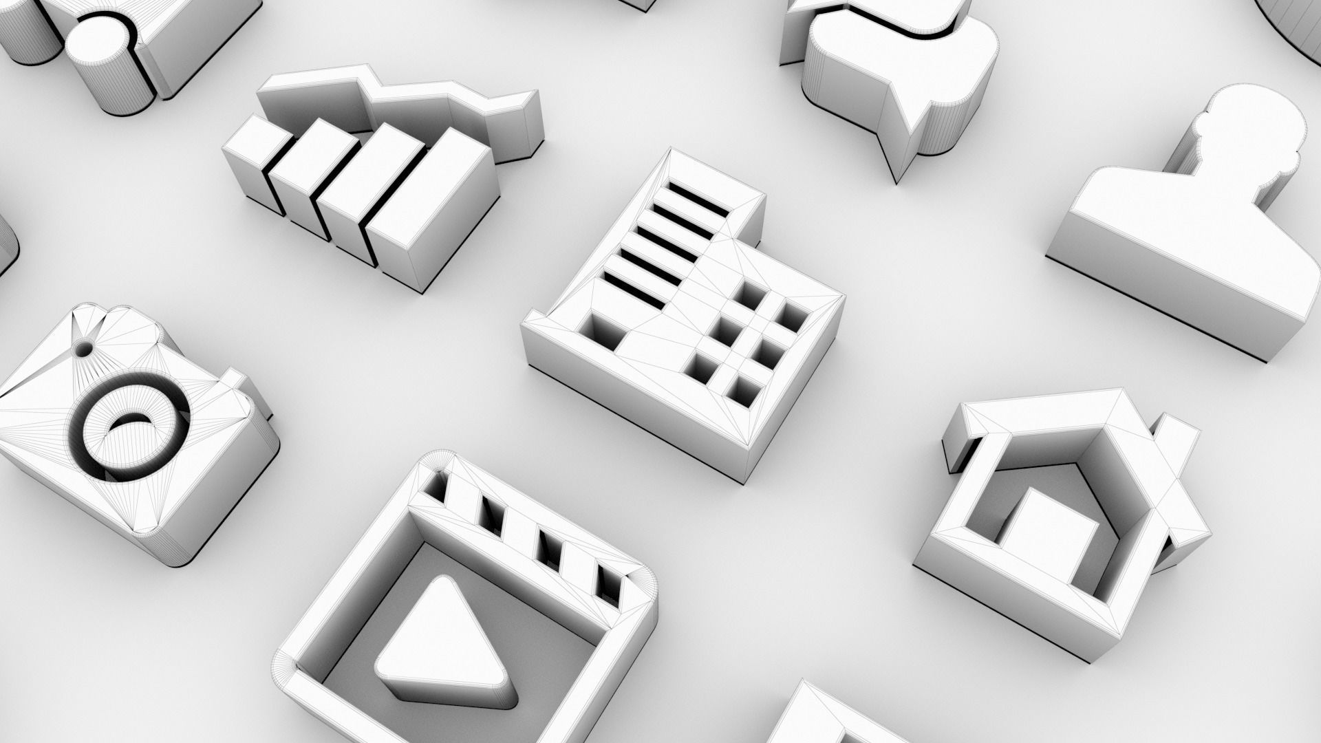100 User Interface Icons Low-poly 3D model_12