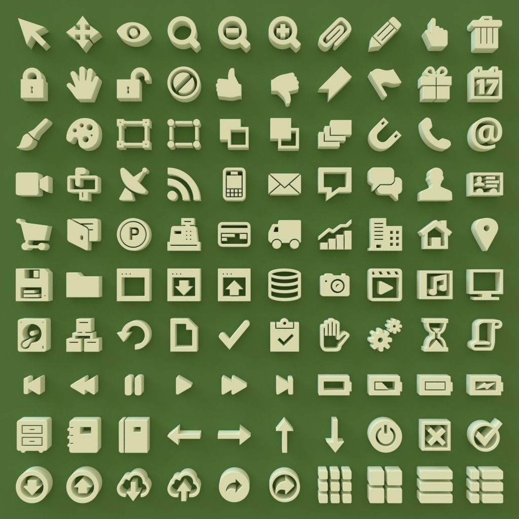 100 User Interface Icons Low-poly 3D model_2
