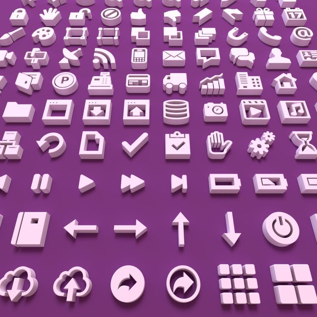 100 User Interface Icons Low-poly 3D model_8