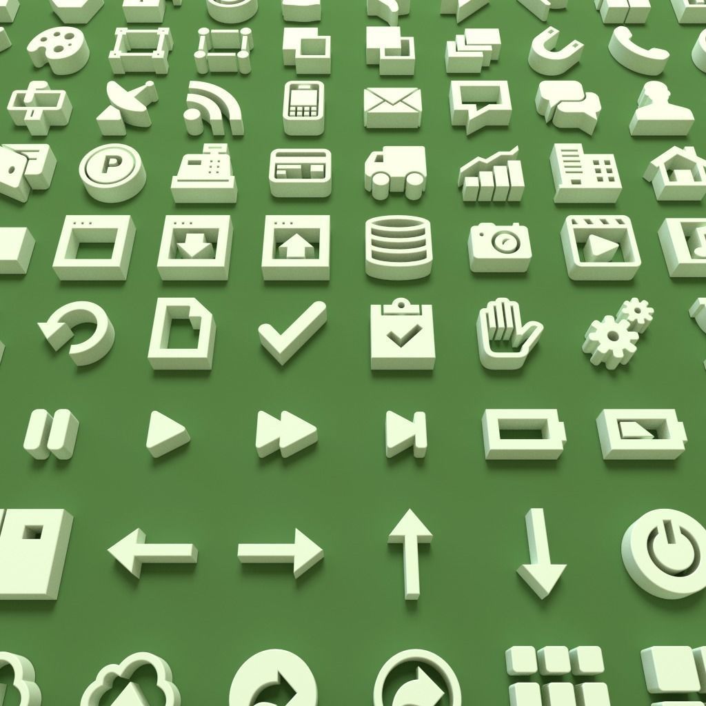 100 User Interface Icons Low-poly 3D model_7
