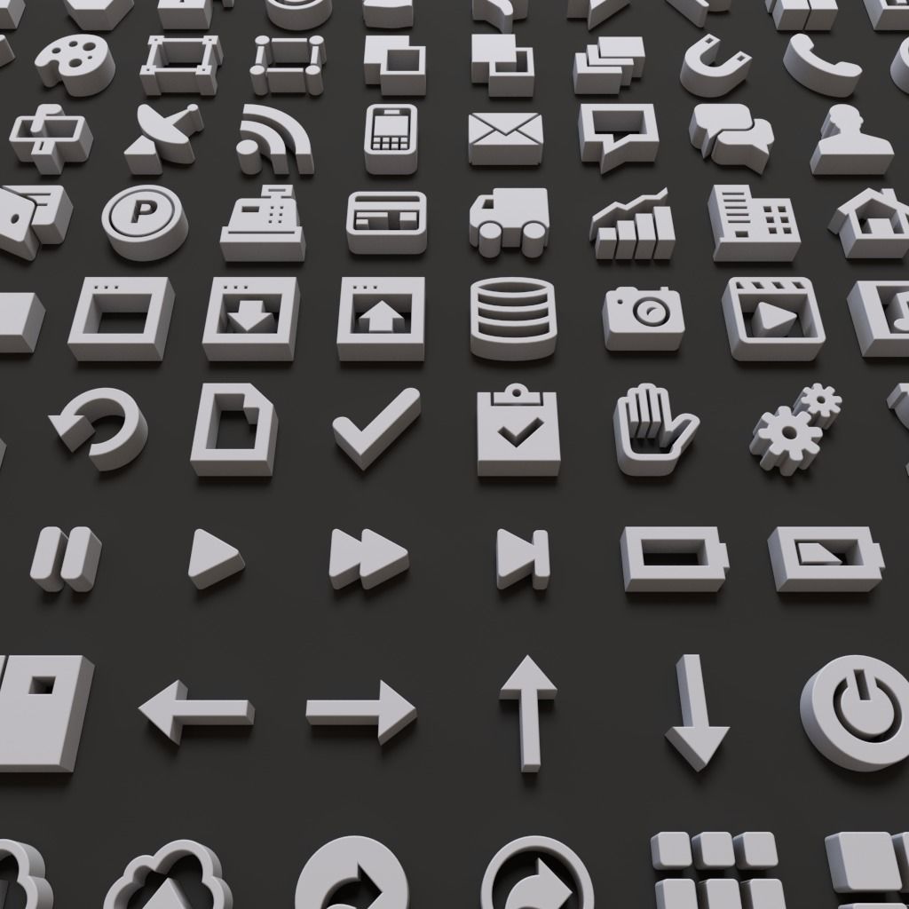 100 User Interface Icons Low-poly 3D model_9