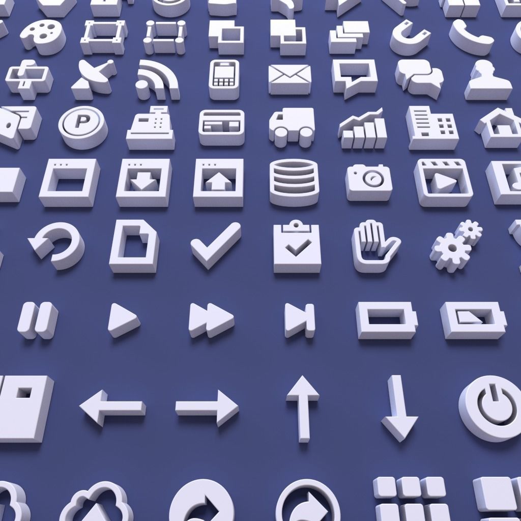 100 User Interface Icons Low-poly 3D model_6