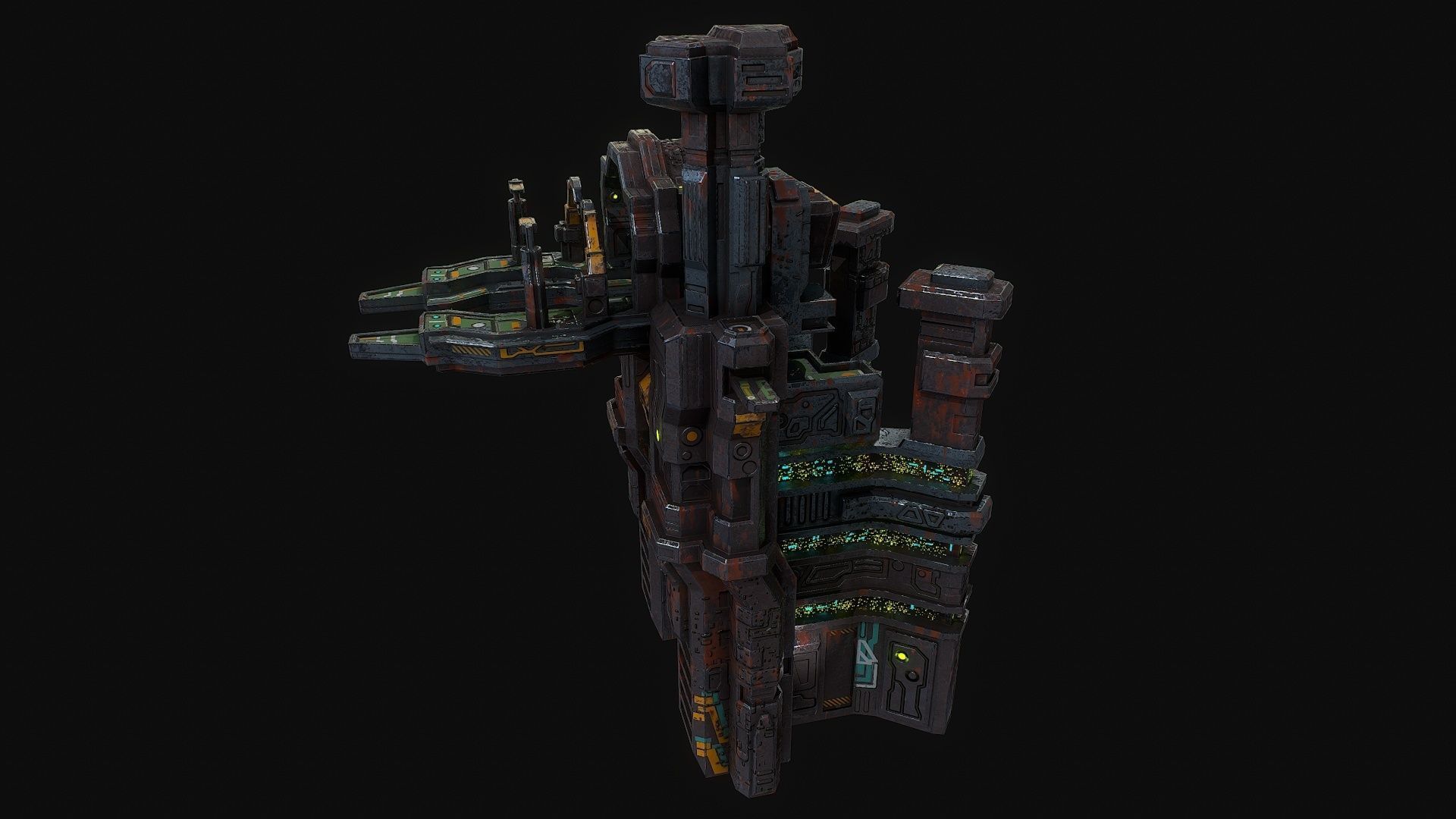 Low poly sci fi dock building environment asset Low-poly 3D model_2