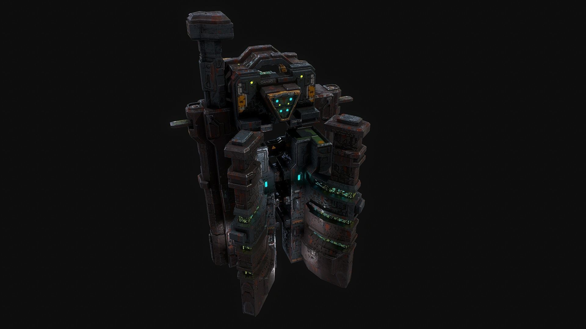 Low poly sci fi dock building environment asset Low-poly 3D model_4