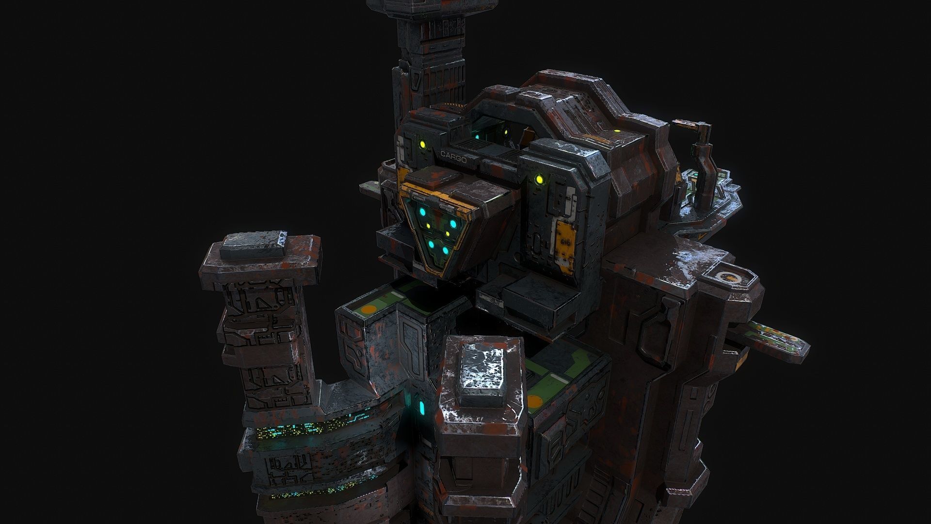 Low poly sci fi dock building environment asset Low-poly 3D model_14