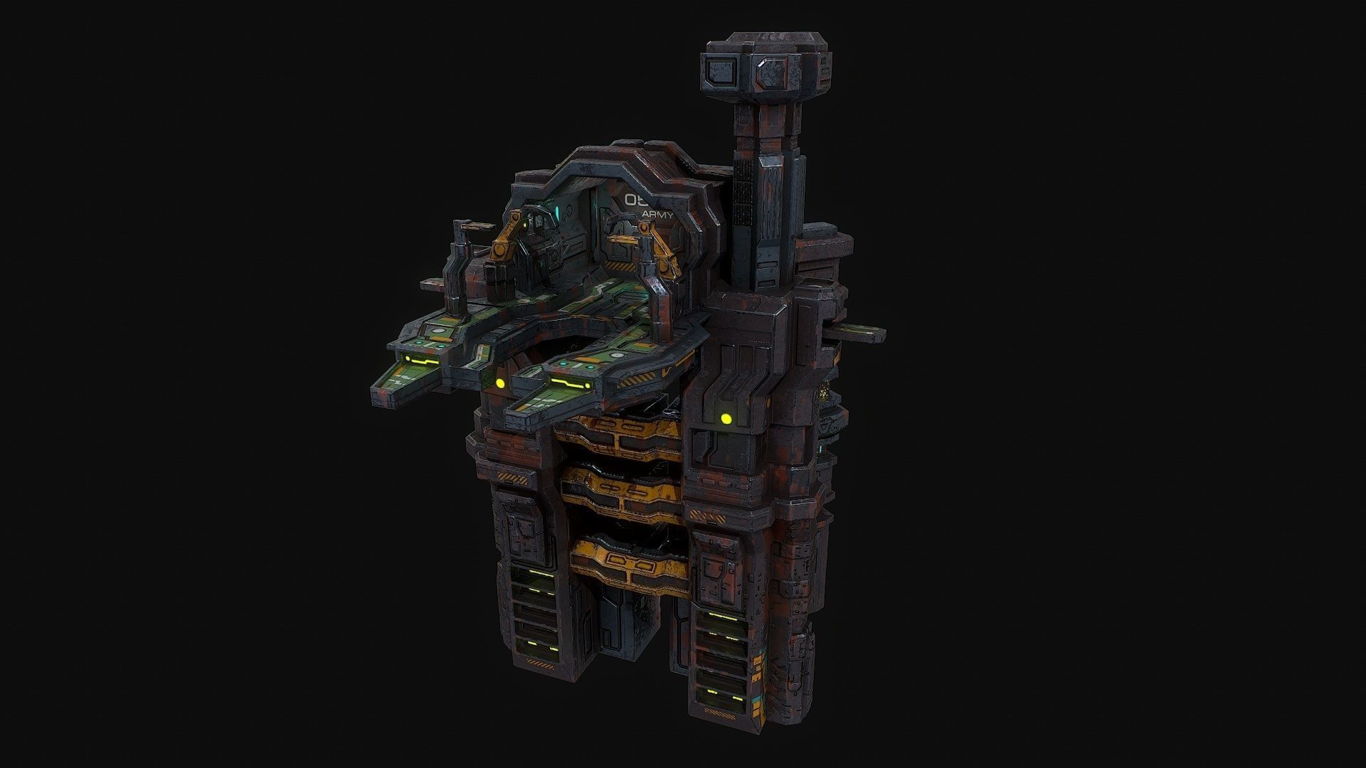 Low poly sci fi dock building environment asset Low-poly 3D model_0