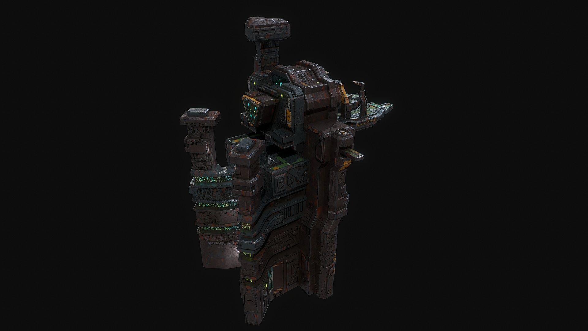 Low poly sci fi dock building environment asset Low-poly 3D model_6