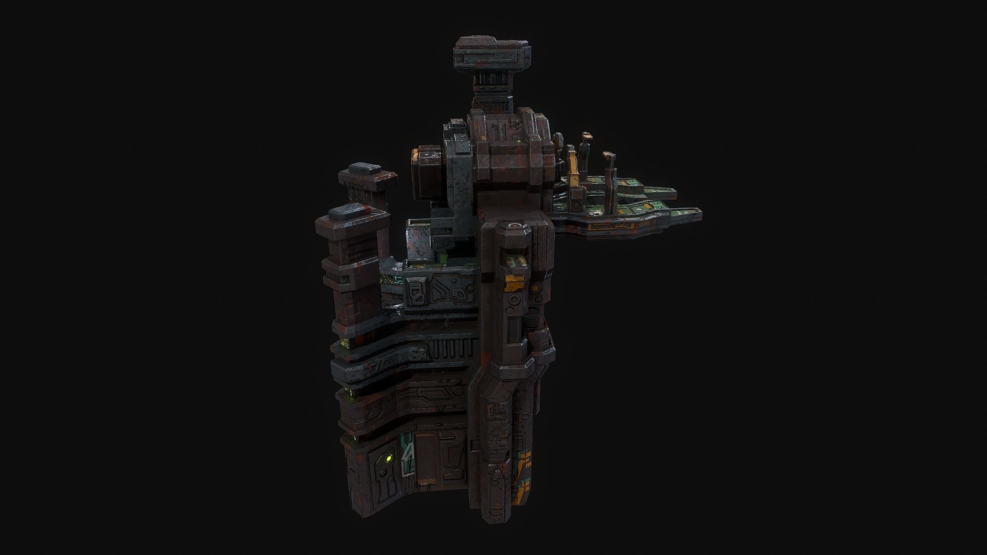 Low poly sci fi dock building environment asset Low-poly 3D model_7