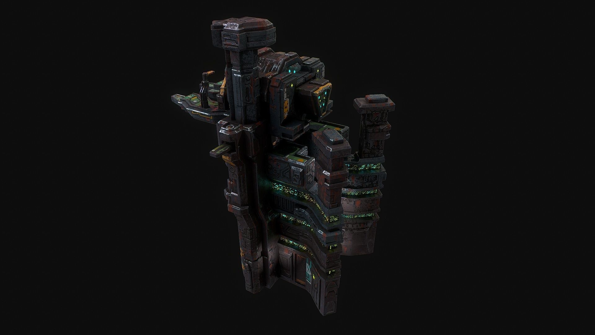 Low poly sci fi dock building environment asset Low-poly 3D model_3