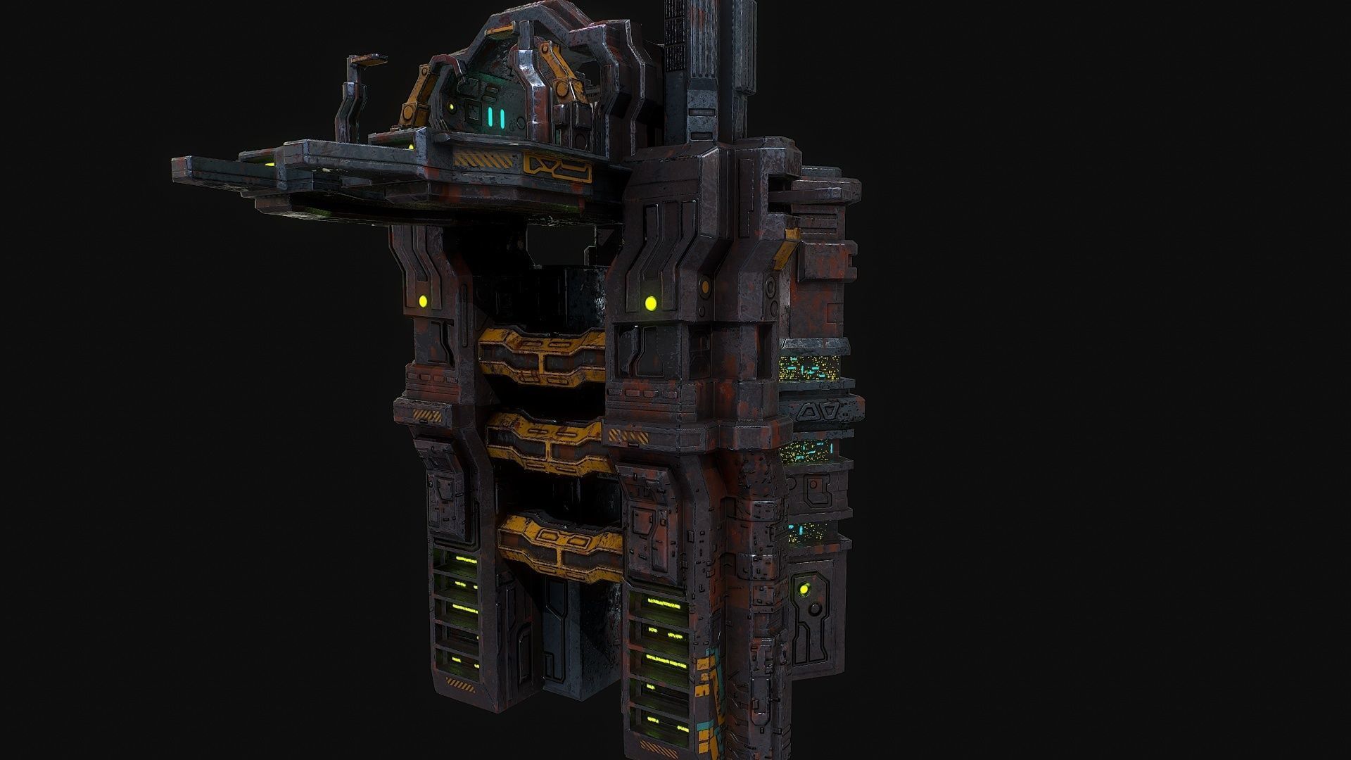 Low poly sci fi dock building environment asset Low-poly 3D model_12