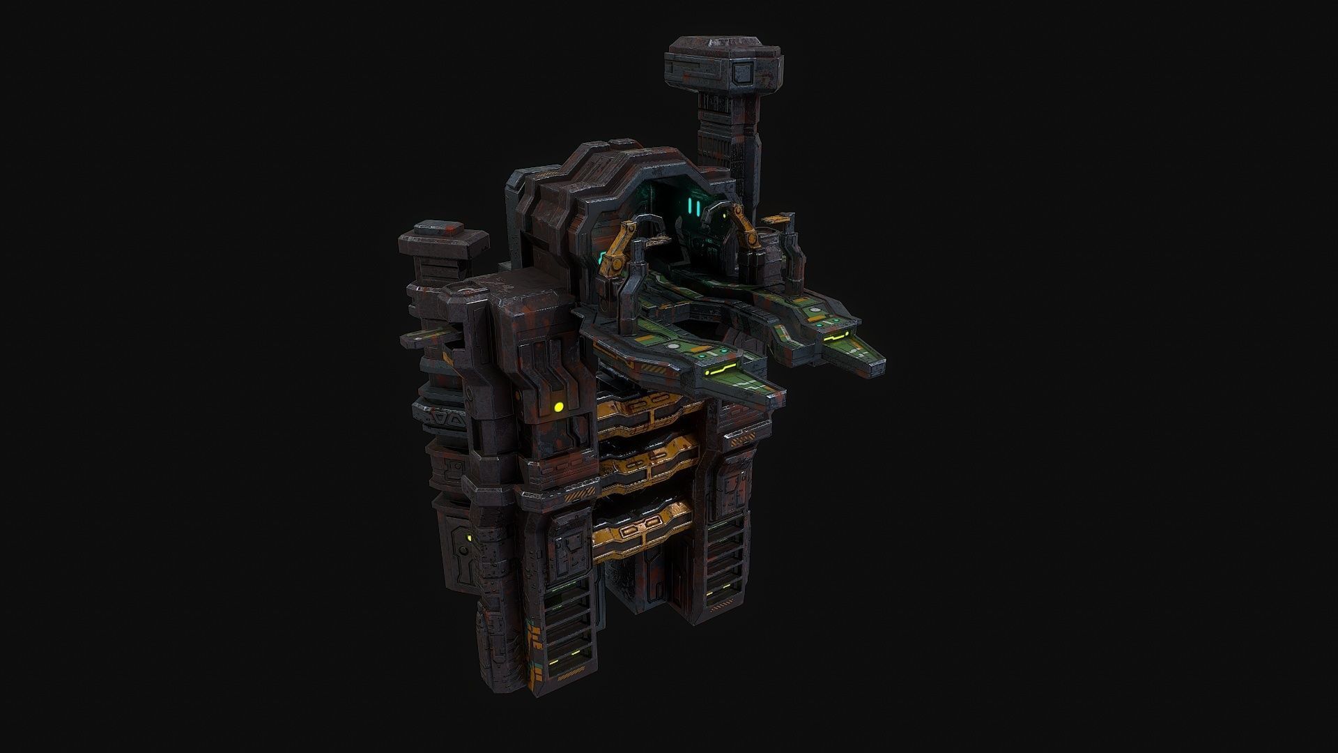 Low poly sci fi dock building environment asset Low-poly 3D model_8