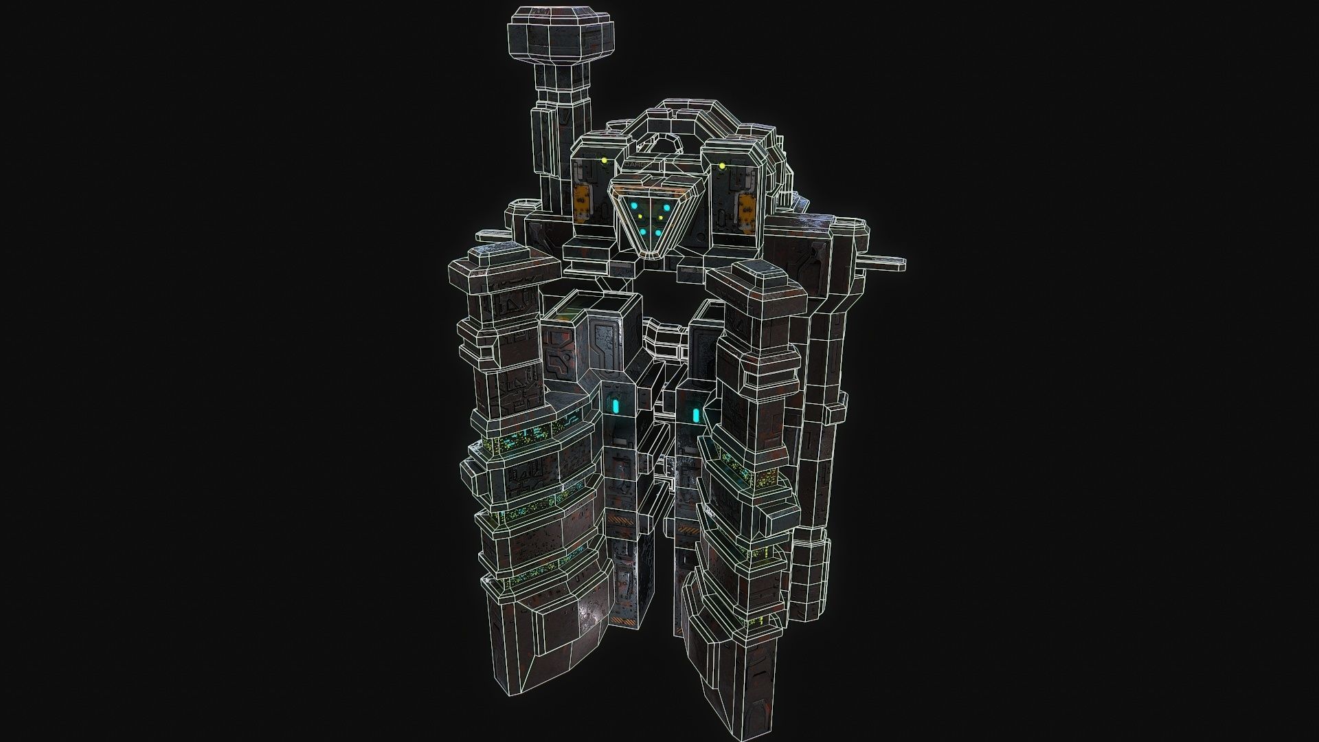 Low poly sci fi dock building environment asset Low-poly 3D model_17