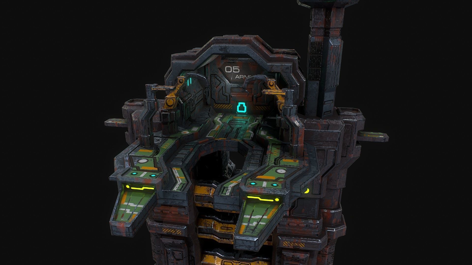 Low poly sci fi dock building environment asset Low-poly 3D model_10