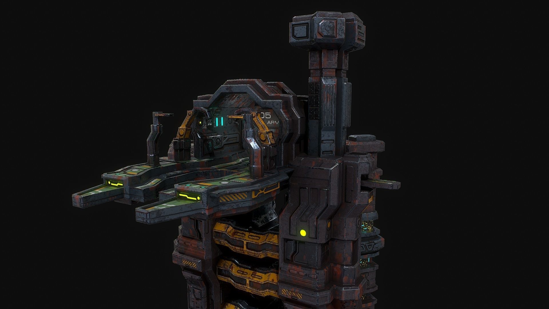 Low poly sci fi dock building environment asset Low-poly 3D model_11