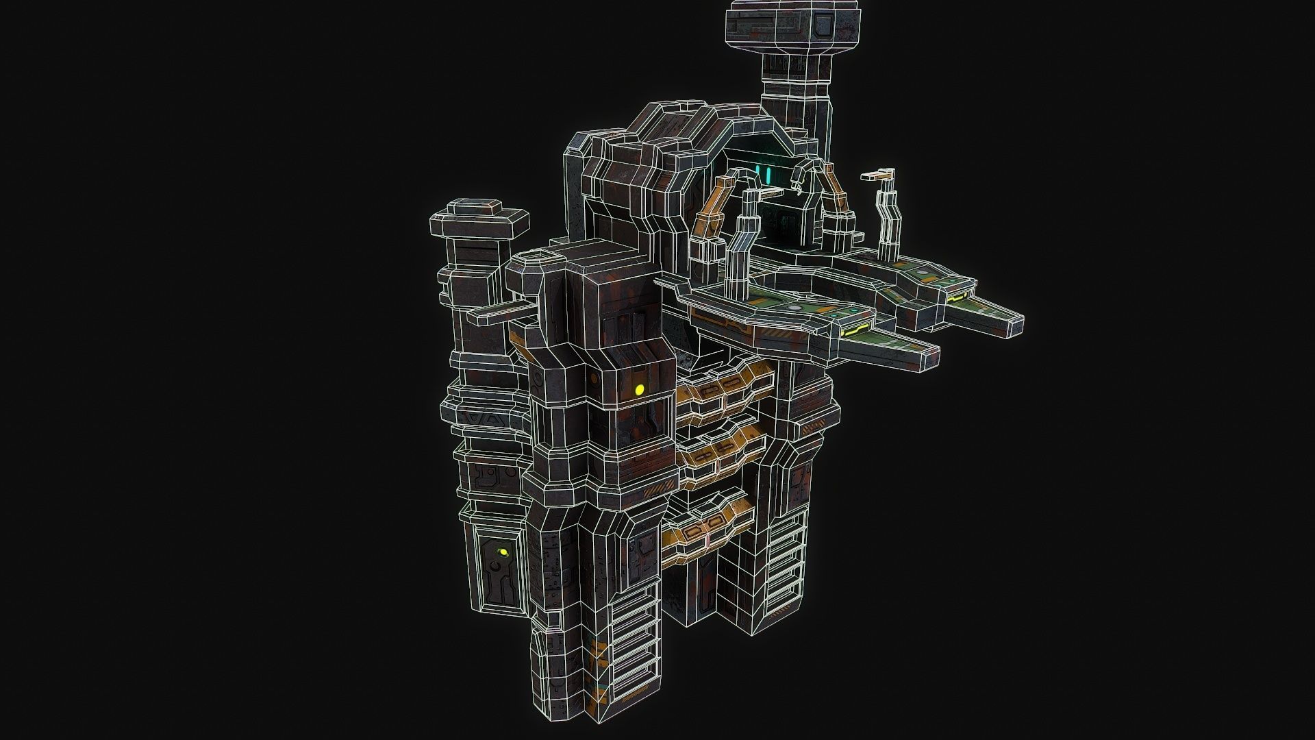 Low poly sci fi dock building environment asset Low-poly 3D model_16