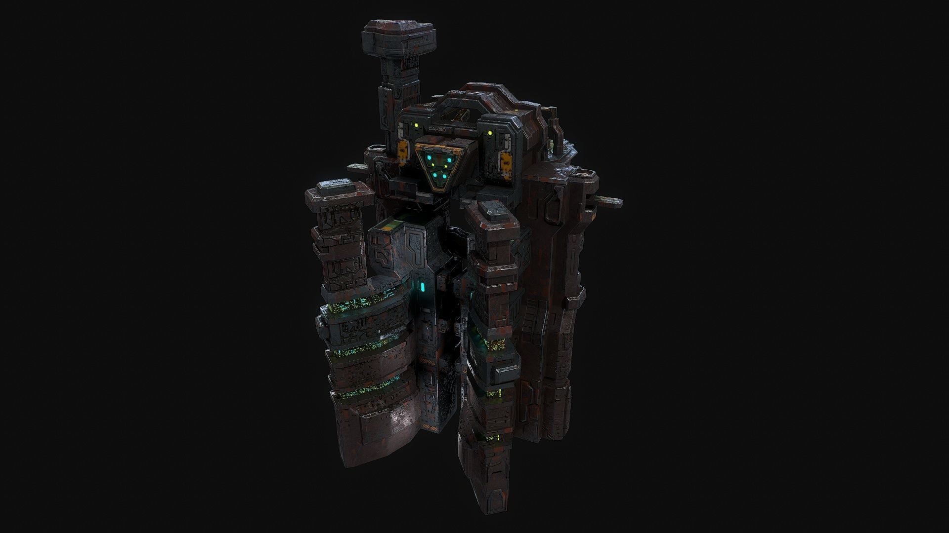 Low poly sci fi dock building environment asset Low-poly 3D model_5