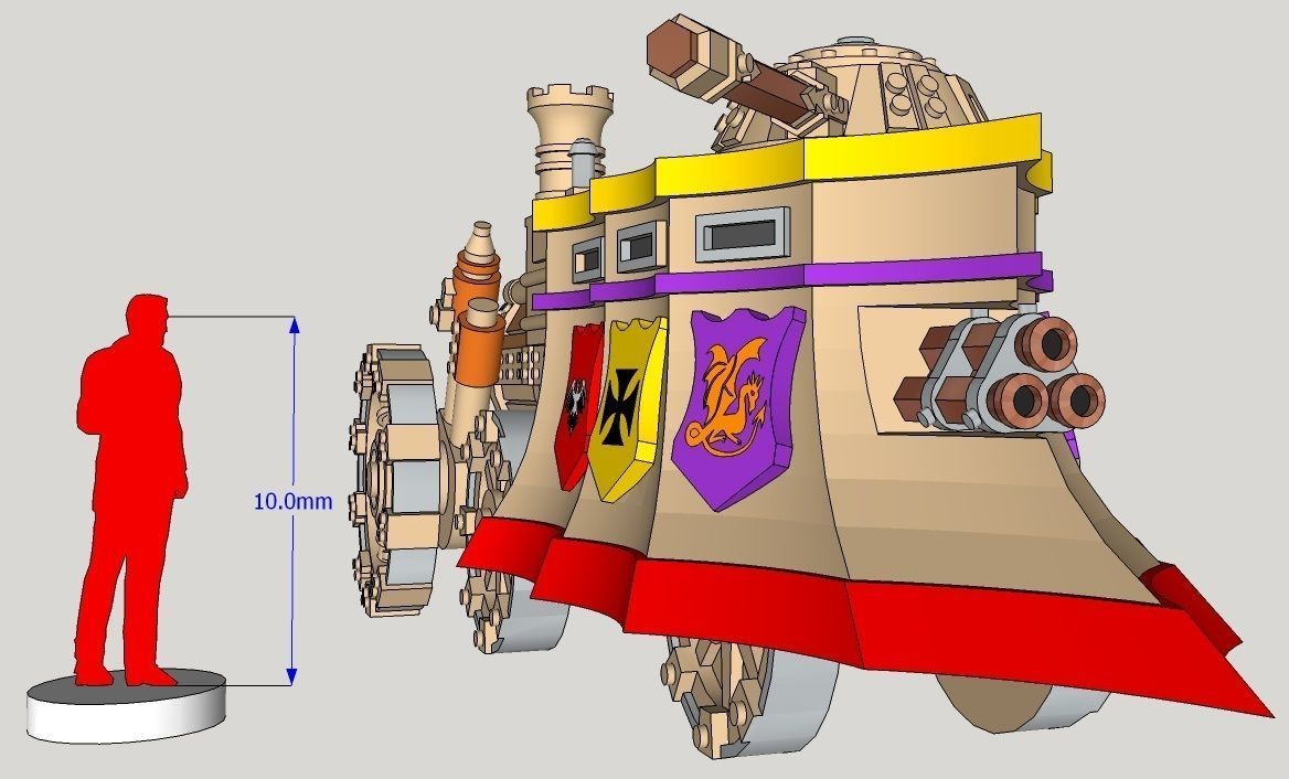 10mm Imperious Heavy Tri-Gun Steam-Tank 3D print model_3